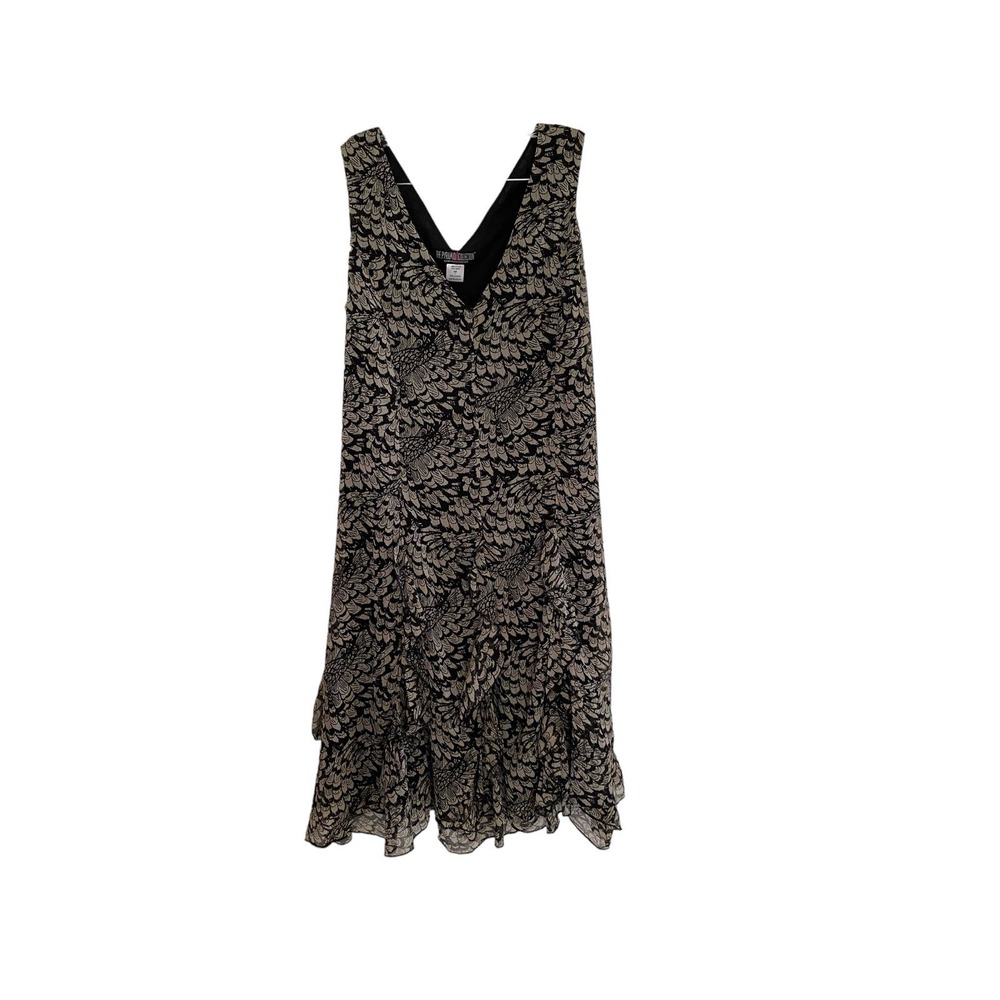 The Pyramid Collection Women's Feather Chiffon Dress, Beige & Black, Large